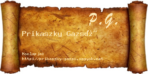 Prikaszky Gazsó névjegykártya